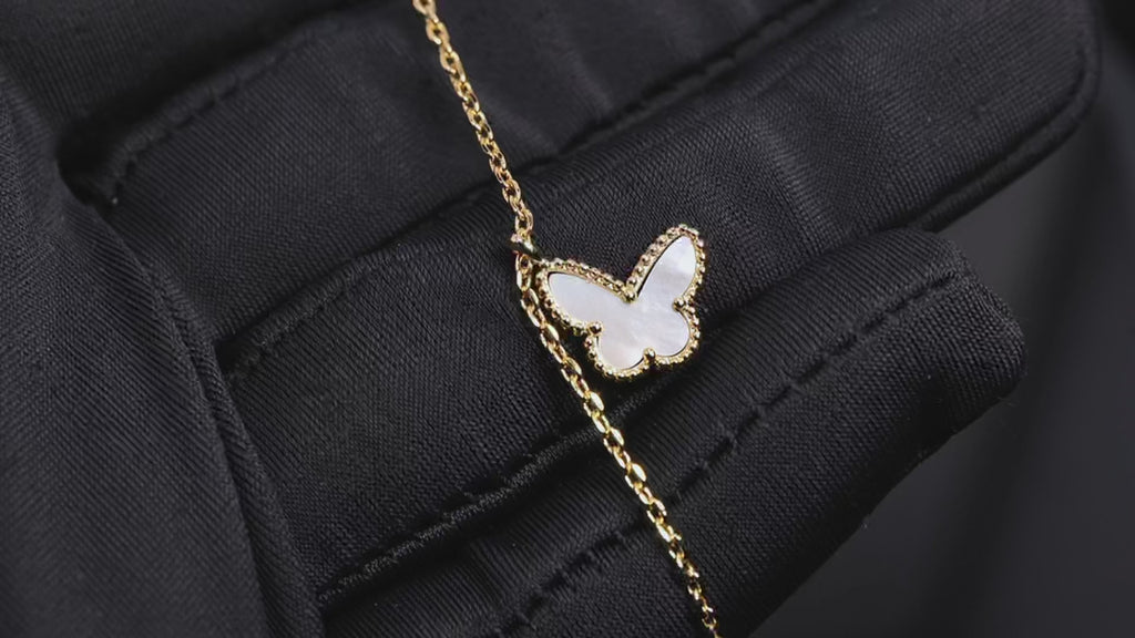 Luxury butterfly pendant and gold-plated chain VCA necklace