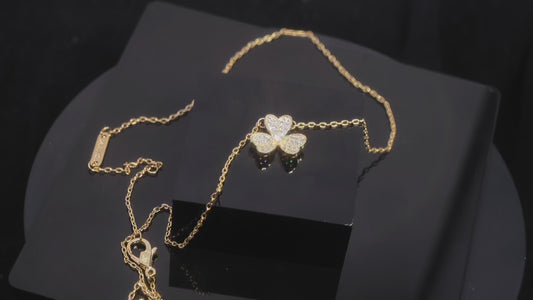 VCA Premium Chain Three-flower Edition pendant Luxury Gold Diamond necklace