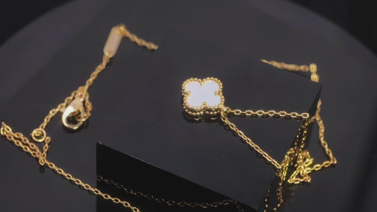 Fashionable single-flower pendant, white mother-of-pearl gilded luxury VCA women's pendant