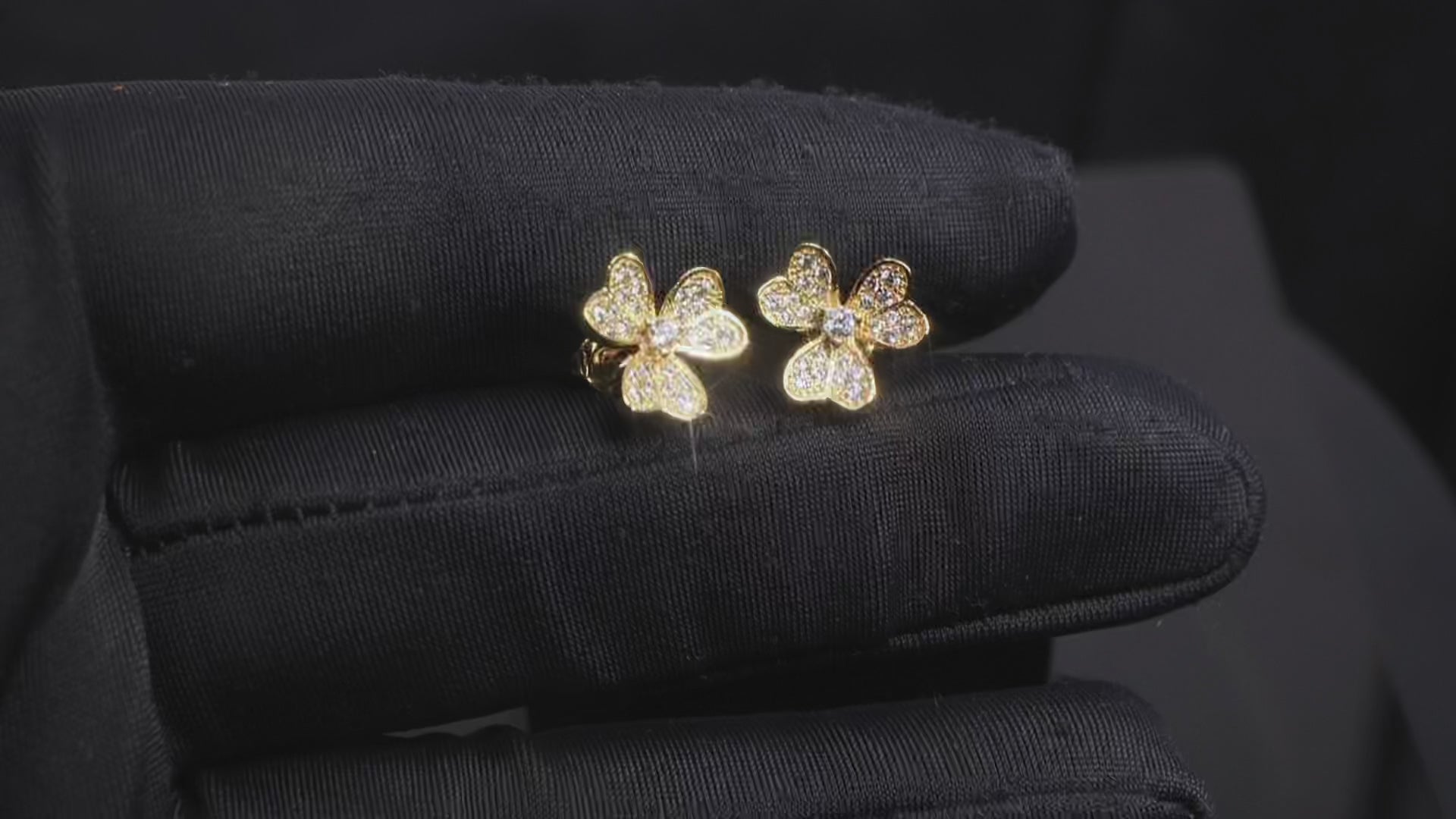 VCA Luxury three-flower diamond fashionable petal gold-plated stud earrings