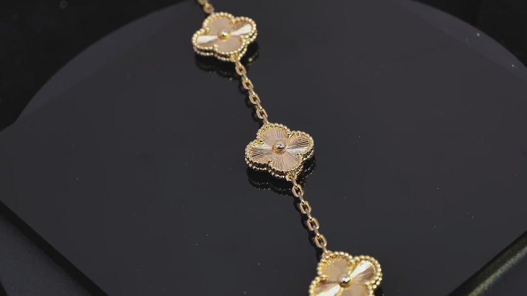 VCA,Five golden four-leaf clover bracelets