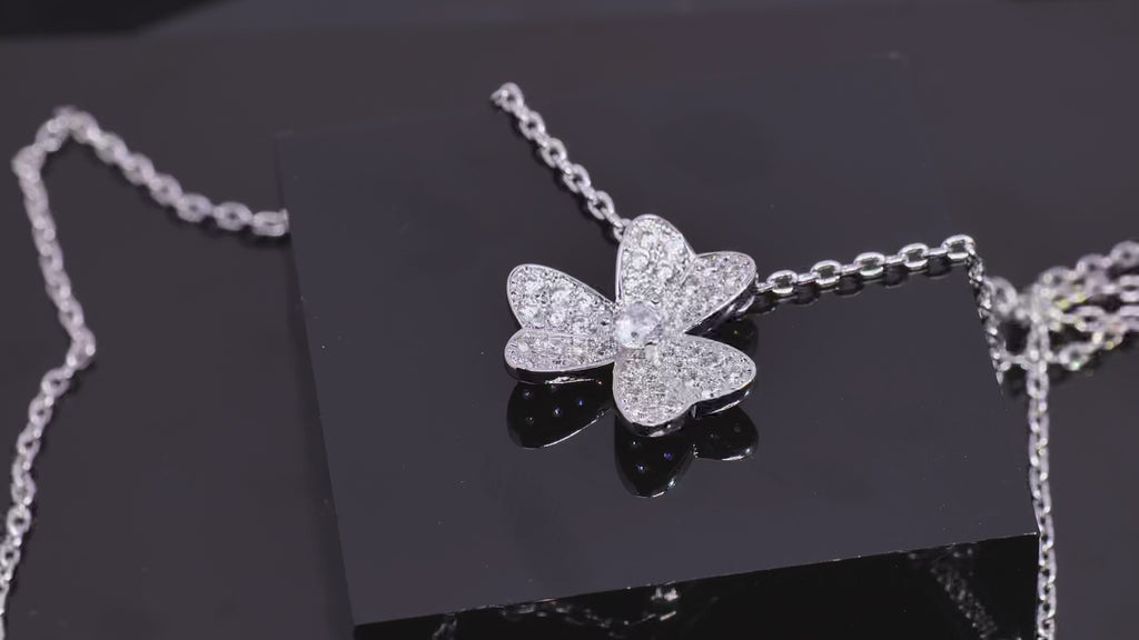 VCA Alhambra's Whisper - Gold Clover Stud Earrings  Moonlit Alhambra - Silver Clover Pendant Necklace