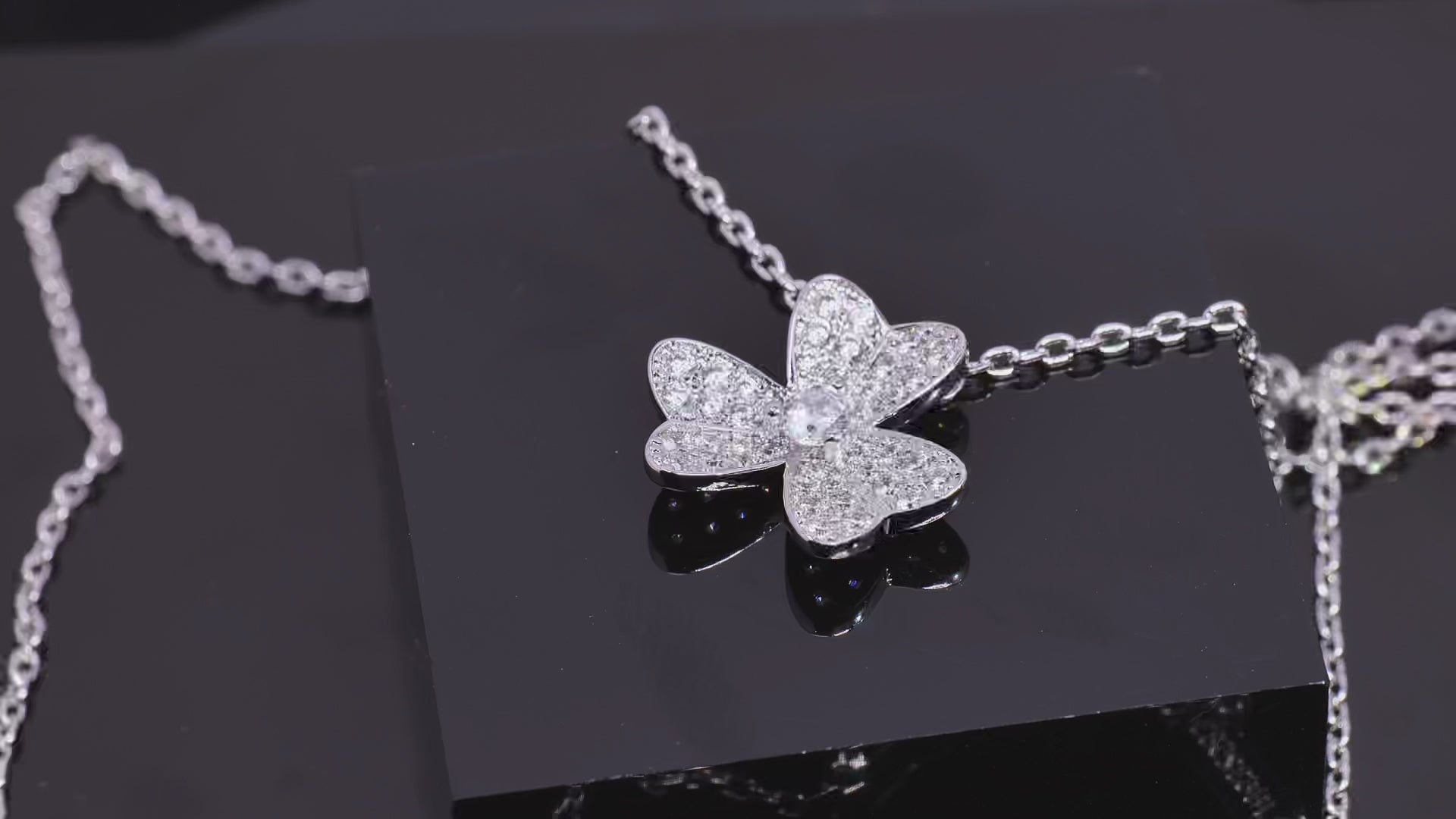 VCA Alhambra's Whisper - Gold Clover Stud Earrings  Moonlit Alhambra - Silver Clover Pendant Necklace