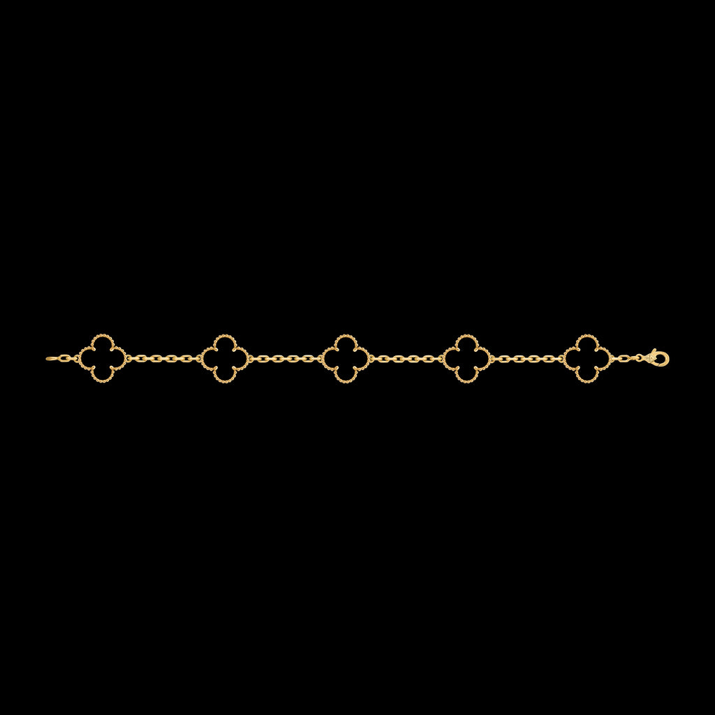 VCA Four-leaf Clover 5-flower bracelet in gold with black mother-of-pearl